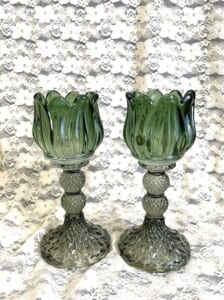 【キャンドルスタンド】　チューリップ　グリーン２個セット